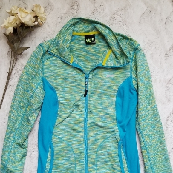 Köppen Blue Yellow Heather Solid Panel Full Zip S - Picture 1 of 8